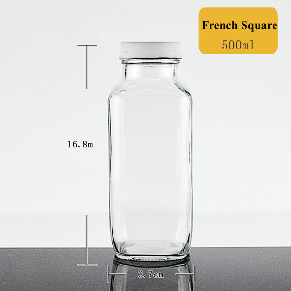 16 oz Clear Glass French Square Bottles