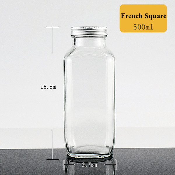 16 Ounce French Square Glass Bottle
